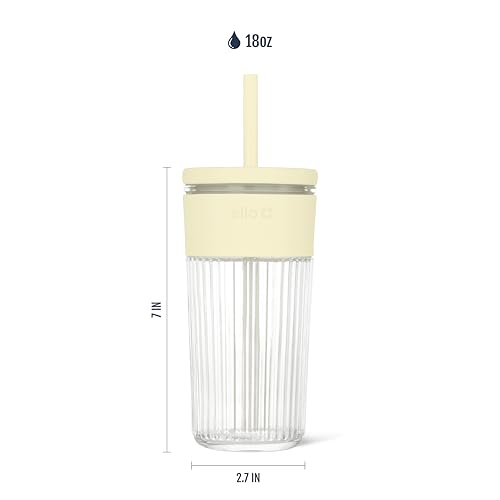 18oz Fluted Glass Tumbler with Straw, Lid, and Silicone Grip