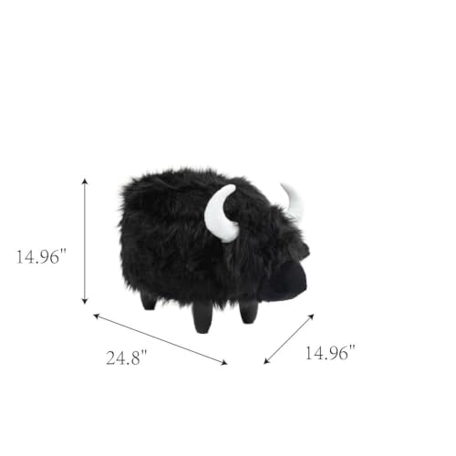 Animal-Shaped Cow Storage Ottoman with Wooden Legs
