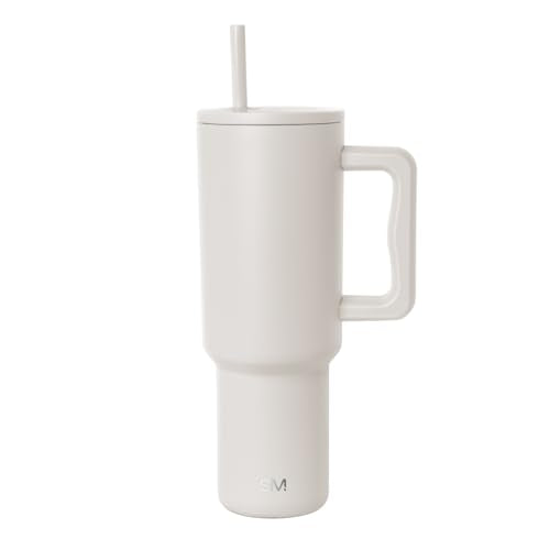40 oz Insulated Stainless Steel Tumbler with Handle and Straw - Almond Birch