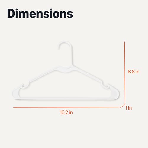 Amazon Basics Plastic Clothes Hangers Adult Size White 50-Pack