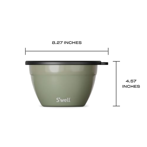 S'well Stainless Steel Salad Bowl Kit 64oz, Mountain Sage, Comes with 2oz Mini Canister and Removable Tray for Organization, Leakproof, Easy to Clean, Dishwasher Safe