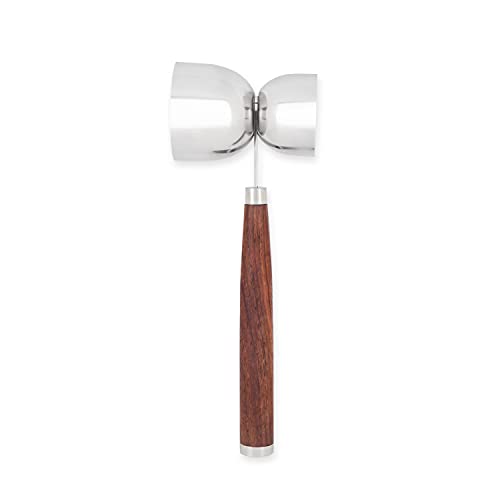 Brown Viski Admiral Wood Handle Double-Ended Jigger - Professional Bar Tool