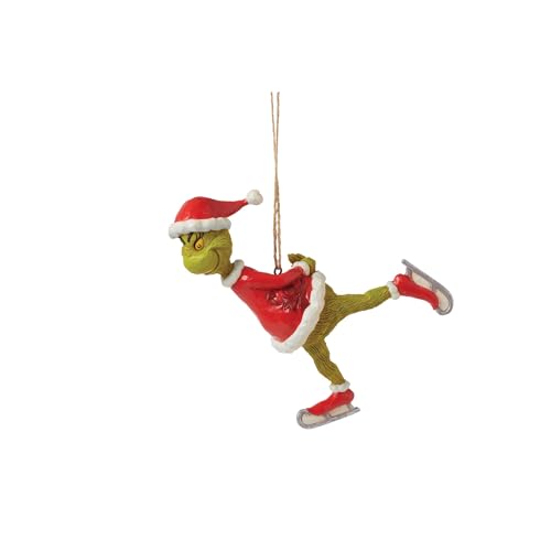Enesco Jim Shore Grinch Ice Skating Ornament - Hand Painted Christmas Figurine