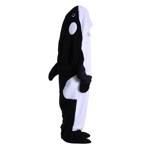 Whale Blanket Onesie Hoodie, Soft Flannel Wearable Blanket for Adults
