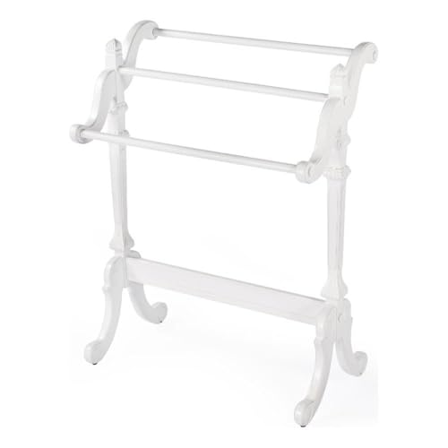 Solid Wood Blanket Stand - 3-Tier Cottage White Towel Rack