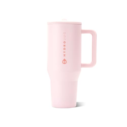 HydroJug Traveler 40oz Insulated Tumbler with Handle and Straw Pink Sand