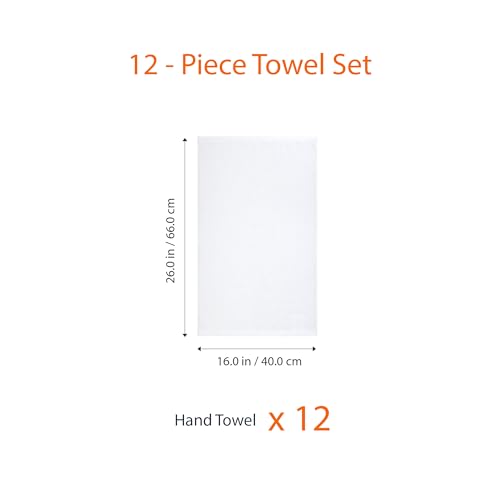 Amazon Basics Soft Cotton Hand Towels 16x26 White 12-Pack