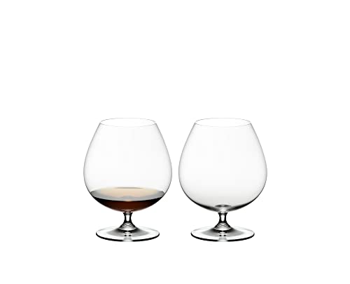 Riedel Vinum Brandy Glass Set of 2 - Dishwasher Safe Brown, Classic Balloon Shape