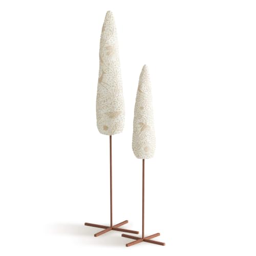 Willow Tree Cypress Trees Set of 2 Hand-Painted Nativity Decor with Gold Leaf