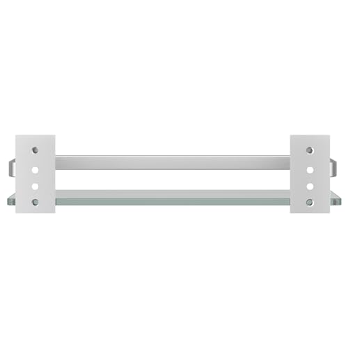 Wall-Mounted Tempered Glass Bathroom Shelf with Matte Silver Guardrail