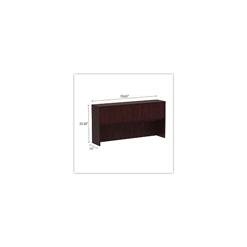 Alera Valencia Series Mahogany Hutch with Doors, 4 Compartments, Desktop Storage