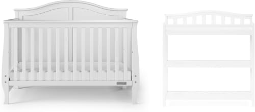 2-Piece Nursery Set: 4-in-1 Convertible Crib and Arch Top Changing Table