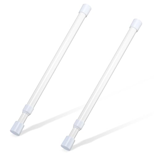 Small Spring Tension Rods 12-20 Inch (2-Pack) - White Adjustable Curtain Rods