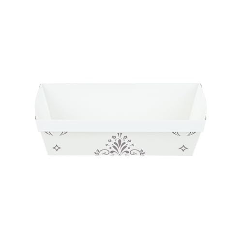 Restaurantware Paper Loaf Pan 100 Count 6.9 x 3.2 x 1.9 Inches 13 Oz Greaseproof Baking Loaf Mold, Vintage Floral Design Oven Safe Freezer Safe Rectangular Beige Baking Pan For Cakes And Bread
