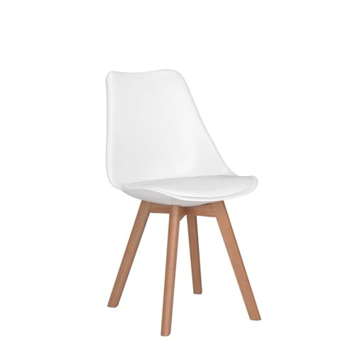 Mid-Century Modern Dining Chairs Set of 4, Upholstered White Chairs