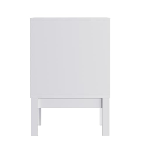 Kids Wooden Nightstand with 2 Drawers - White Bedroom Storage Side Table
