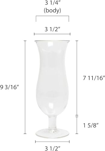 TrueCraftware 24 oz Hurricane Glass Polycarbonate Clear Drinkware for Cocktails & Beverages