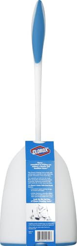 Clorox Corner Toilet Bowl Brush and Holder Set with Under-Rim Scrubber