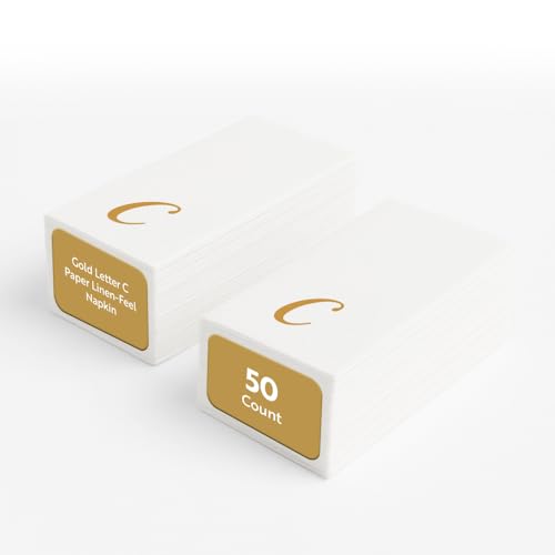 Luxury Linen-Feel Airlaid Disposable Napkins with Gold Accents, 50 Count