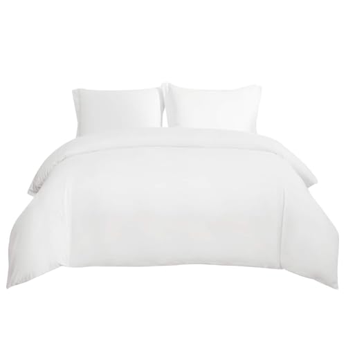 Bedsure White Duvet Cover Queen Size - Soft Microfiber Bedding Set