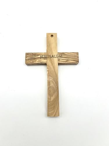 Hand-Carved Olive Wood Wall Cross - 6.2" Holy Land Religious Decor
