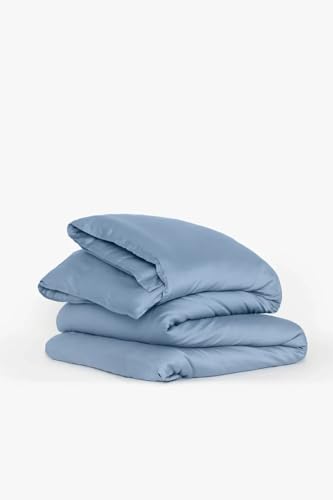 Buffy 100% Eucalyptus Lyocell Duvet Cover King Blue - Silky Soft, Naturally Dyed, Corner Ties