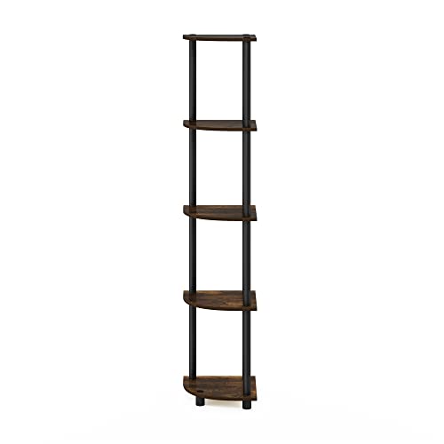 5-Tier Corner Bookshelf Space-Saving Open Storage Shelf, Amber Pine