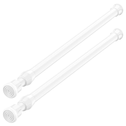 Adjustable Spring Tension Curtain Rods (17 to 28 Inch, 2-Pack, White)