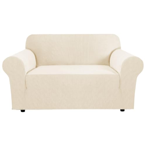 Stretch Loveseat Couch Cover, Elastic Slipcover for 58-70" Sofa, Cream