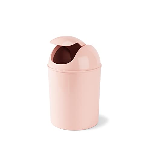Pink Mini Waste Can with Swing-Top Lid, 1.25 Gallon Small Garbage Bin