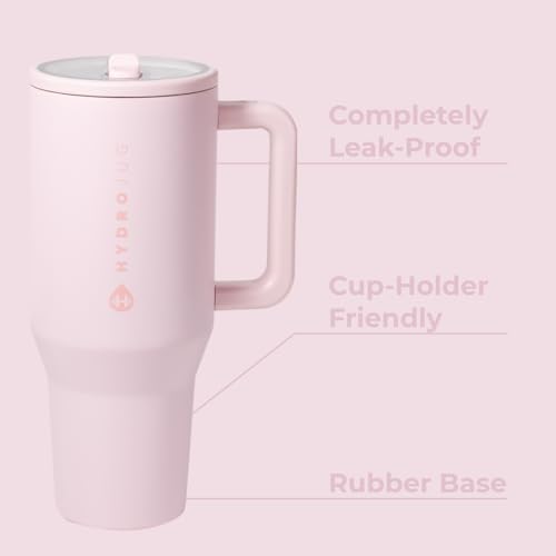 HydroJug Traveler 32oz Insulated Water Bottle with Handle & Straw - Pink Sand