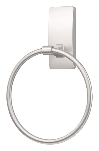 Command Satin Nickel Bathroom Hand Towel Ring with Adhesive Strips