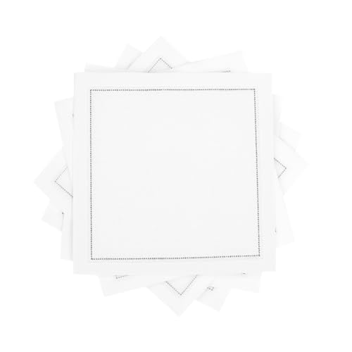 White Cotton Cocktail Napkins 4.5” x 4.5” - Pack of 50, Hotel Quality, Signature Napkins
