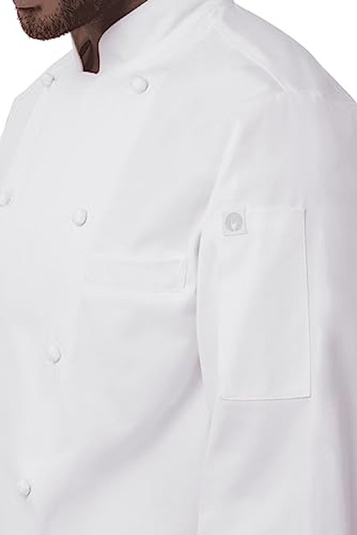 Chef Works Men's Henri Executive Chef Coat, White, 42