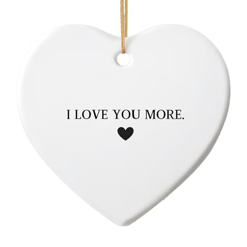 I Love You More Ornament - Heart Ceramic Hanging Keepsake, Couple 2