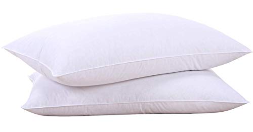 puredown Goose Feather & Down Bed Pillows Set of 2 - 100% Cotton Cover