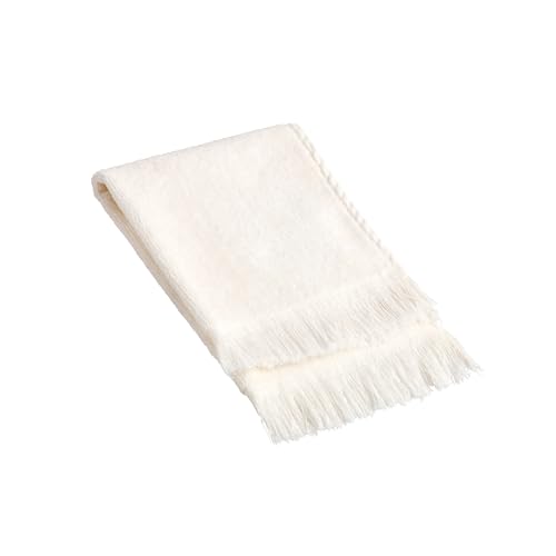 Reversible Cotton Fingertip Hand Towels with Fringed Edges - 11 x 18 Inch
