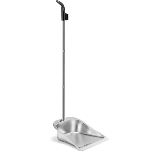 Heavy Duty Stainless Steel Upright Dustpan with 35-Inch Long Handle