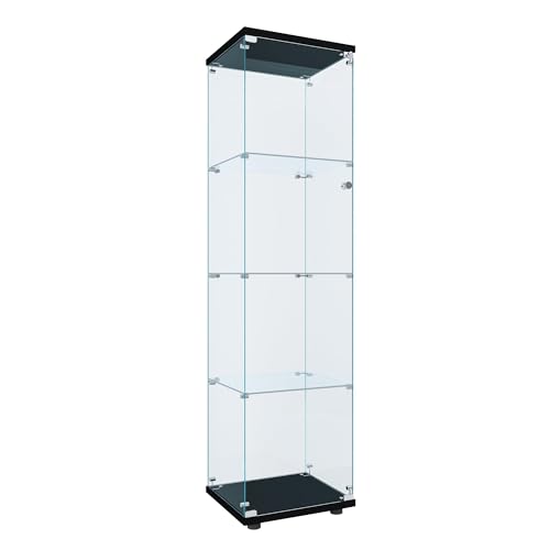 Glass Curio Cabinet with 4 Shelves, Tall Standing Display Case for Collectibles
