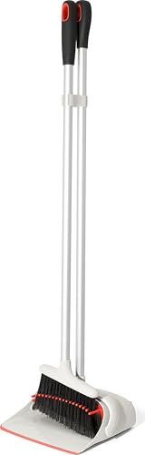 Upright Broom and Dustpan Set with Built-In Comb & Stand-Up Storage