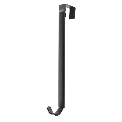 Adjustable Over the Door Wreath Hanger - Heavy Duty Metal Hook (Matte Black)