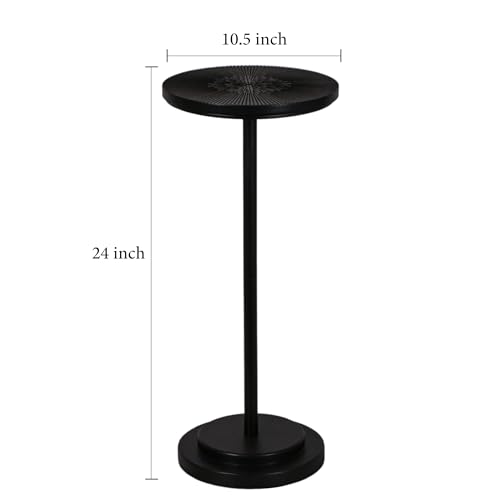 Modern Pedestal Martini Table, Black Metal Side Table for Small Spaces