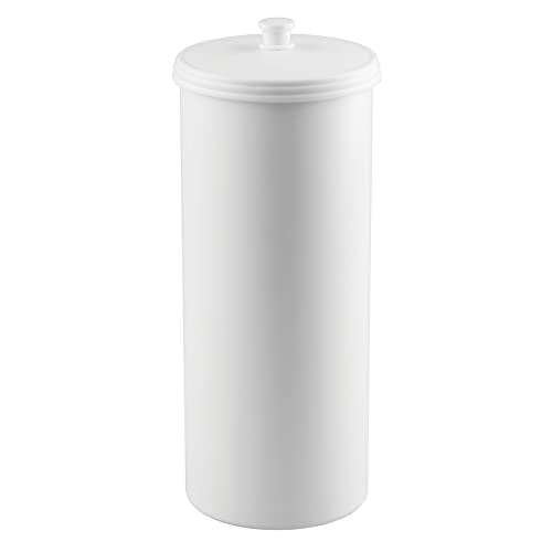 Freestanding Toilet Paper Storage Holder with Lid, Holds 3 Spare Rolls