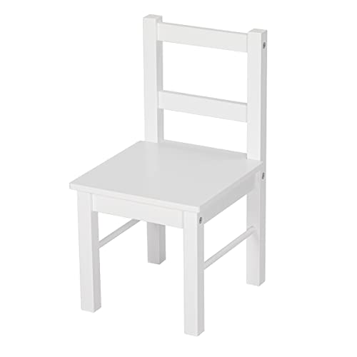 Solid Wood Kids Chairs - Set of 2 White Wooden Toddler Chairs for Playrooms