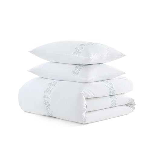 Martha Stewart 100% Cotton Queen Duvet Cover Set - 3-Piece Floral Bedding