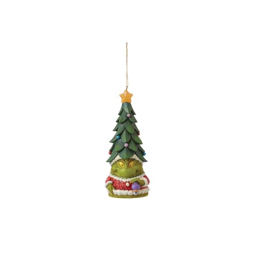 Christmas Hanging Ornament with LED Lights - Grinch & Santa Figurine, 5.31 Inch