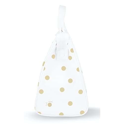 Kate Spade New York Portable Soft Cooler Lunch Bag, Thermal Tote with Silver Insulated Interior Lining and Storage Pocket, Gold Dot with Script