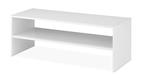 Stackable 2-Shelf Storage Organizer, 31-Inch Extra Wide Shoe Rack, White