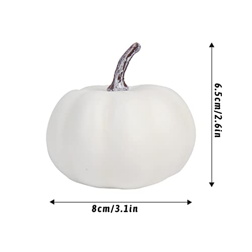 12-Piece Set 3.1-inch White Artificial Pumpkins for Fall Home Decor