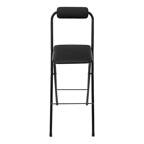 Folding Counter Height Bar Stool, 29.5-inch Padded Portable Chair, Black